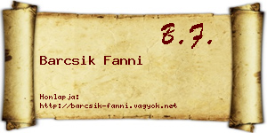 Barcsik Fanni névjegykártya